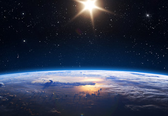 Wall Mural - planet earth and sun.
