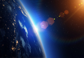 Wall Mural - planet earth and sun.