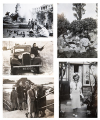 1940-1950s. English people on travel and days out. Set of vintage photos.