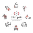 Joint pain. Icons set. Vector signs for web graphics.