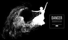 Abstract Silhouette Of A Dencing Girl, Woman, Ballerina On The Dark, Black Background From Particles. Ballet And Modern Dance. Background Can Be Changed To Any Other. Vector Illustration