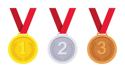 Wall Mural - medal - gold, silver and bronze set. vector