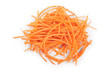 fresh shredded carrots isolated on white background, Top view. Flat lay