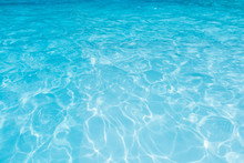 Blue Water In Swimming Pool For Background And Abstract, Beautiful Ripple Wave And Motion In Pool
