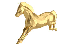 A Low Poly Horse Isolated On White Background. 3D Illustration.