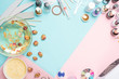 © Anton - Manicure - tools for creating, gel polishes, everything for nail care, beauty and care concept. Banner for inscriptions salon. Color Flat-lay