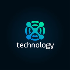 Poster - Technology logo simple tech design. Vector creative abstract for construction technology or logo template for digital communication concept