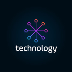 Poster - Technology logo simple tech design. Vector creative abstract for construction technology or logo template for digital communication concept