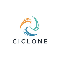Poster - ciclone blue wave spiral vector circle logo design inspiration