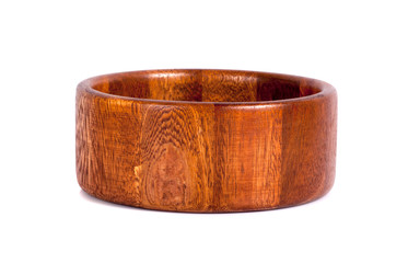 wooden bowl on white background