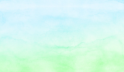 gradient hand drawn illustration. abstract pastoral lansdcape blue and green shades watercolor backg