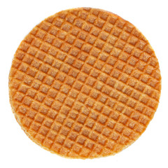 Wall Mural - Dutch Caramel waffle, round stroopwafel isolated on a white background .