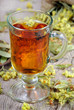 cup of herbal tea. medicinal herbs. close-up. remedy for flu and cold 