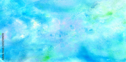 Bright Light Blue Watercolor Background Aquarelle Painted Azure