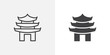 Asian pagoda icon. line and glyph version, outline and filled vector sign. Chinese Temple linear and full pictogram. Symbol, logo illustration. Different style icons set
