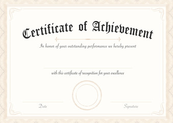 Wall Mural - Classic and retro certificate of achievement paper template