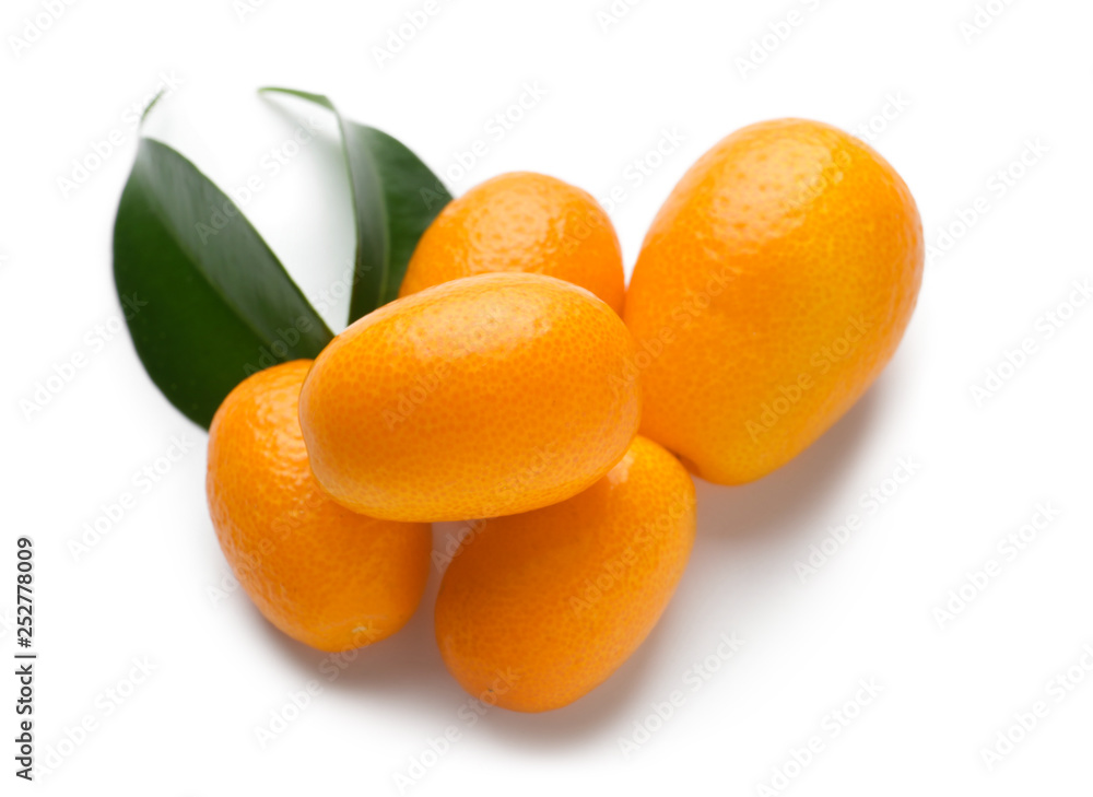 Delicious kumquat fruit on white background