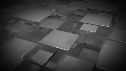 Poster - Layers of dark gray squares 3D rendering