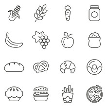 Carbohydrate Food Or Carbs Food Icons Thin Line Vector Illustration Set