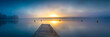 © kentauros - Sonnenaufgang am See mit Steg und Nebel - Panorama