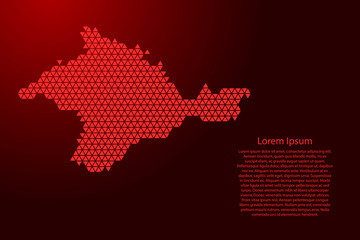 Wall Mural - Crimea map abstract schematic from red triangles repeating pattern geometric background with nodes for banner, poster, greeting card. Vector illustration.