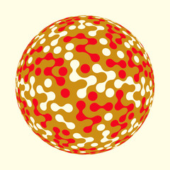 Wall Mural - graphic connected dots sphere in red and gold shades