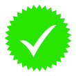 © Maksim - Approved icon. Profile Verification. Accept badge. Quality icon. Check mark. Sticker with tick.
