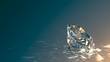 Leinwandbild Motiv Round cut diamond on gradient background, sparkles, shadow, caustics rays. 3D rendering