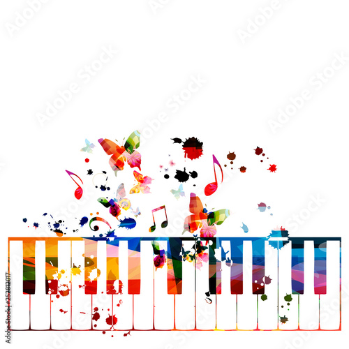 Dekoracja na wymiar  kolorowe-klawisze-fortepianu-z-nutami-na-bialym-tle-projekt-ilustracji-wektorowych-tlo-muzyczne
