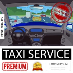 Wall Mural - Flat Taxi Service Colorful Poster