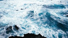 Wild Blue Sea-white Sea Foam-tidal Waves Crushing