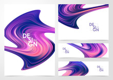 Set Of Modern Color Flow Backgrounds. Abstract Wave Liquid Shape. Design Template