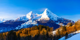 Fototapeta Góry - Beautiful view of famous Watzmann mountain peak on a cold sunny day in winter
