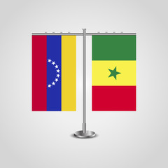 Wall Mural - Table stand with flags of Venezuela and Senegal. Two flag. Flag pole. Symbolizing the cooperation between the two countries. Table flags