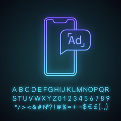 Poster - Mobile advertising neon light icon