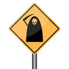 Wall Mural - Reaper warning road sign, Death Danger sign