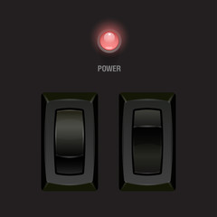 Cool Realistic Toggle Switch black color. Vector illustration.