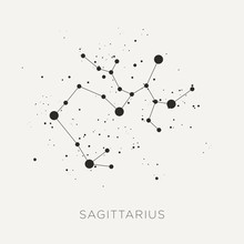 Star Constellation Zodiac Sagittarius Black White Vector