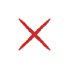 Canvas Print - X Red cross on a white background, vector illustration