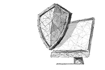 Aufkleber - monitor low poly blue