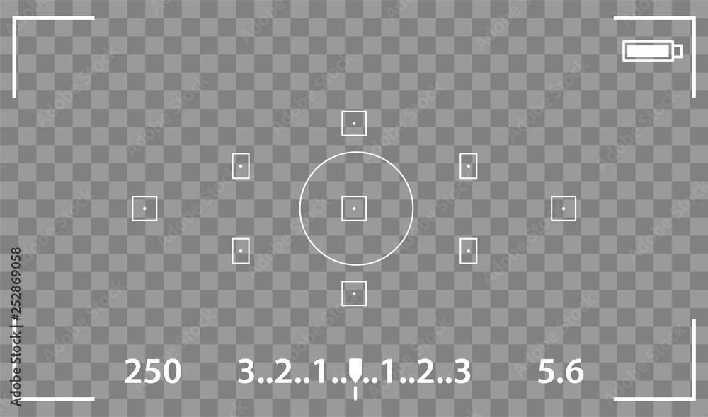 Camera view viewing images. Visual screen focusing. Video recording ...
