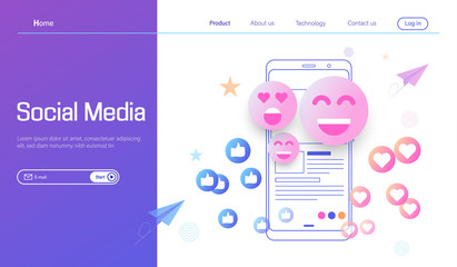 Wall Mural - social media modern flat design concept vector