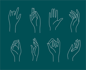 Wall Mural - vector icon and logo female beauty hand. editable outline stroke size. line flat contour, thin and l