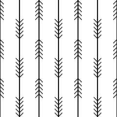 Wall Mural - seamless background of black upward and downward arrow pattern on white