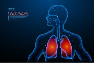 Abstract polygonal light of lungs inflammation structure.