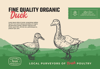 Wall Mural - fine quality organic poultry. abstract vector meat packaging design or label. modern typography and 