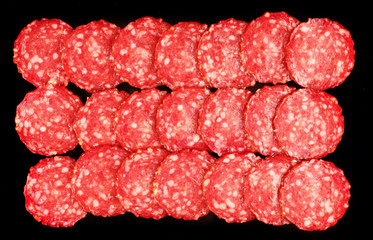 Poster - Red sausage sliced close up