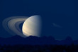 saturn back  silhouette mountain on cloud and night sky