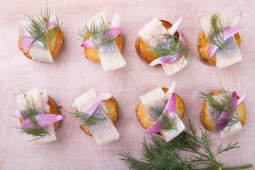  Salted raw herring with potato and dill