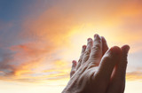 Fototapeta Mapy - Prayer hands in sky
